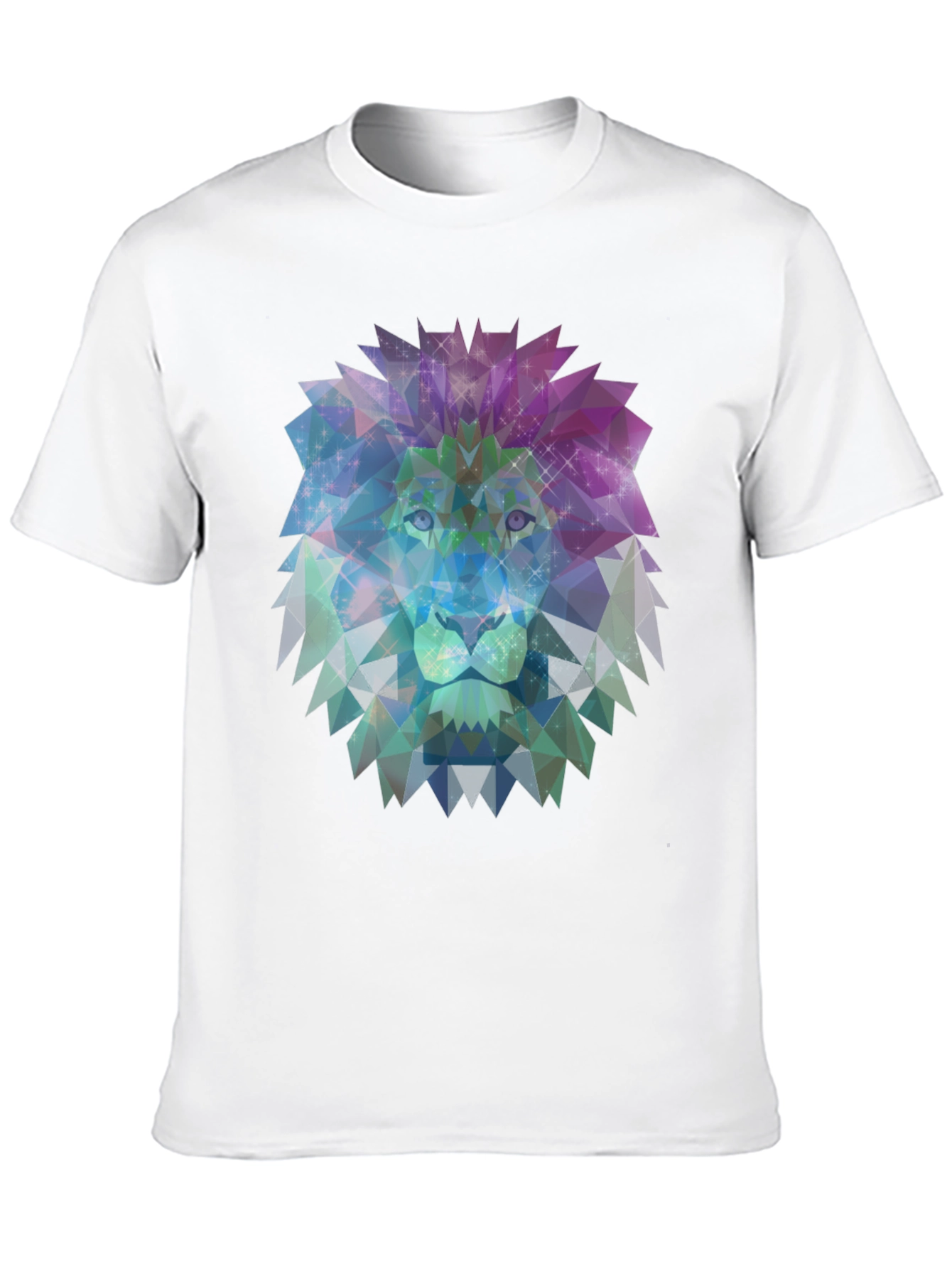 Geometric Lion Graphic Tee - Stylish Mens Black T-Shirt