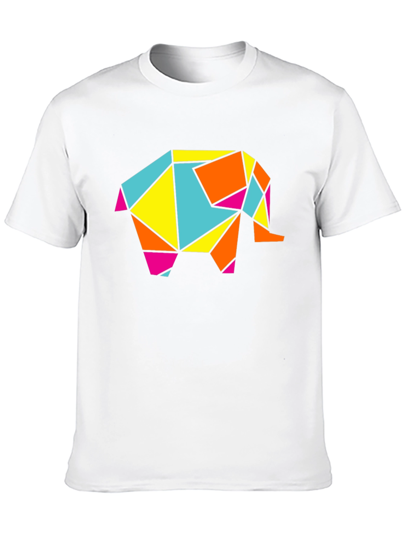 Geometric Elephant Graphic Tee - Modern Art Shirt