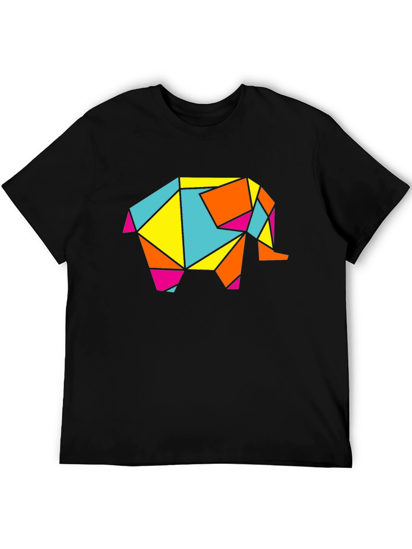 Geometric Elephant Graphic Tee - Modern Art Shirt