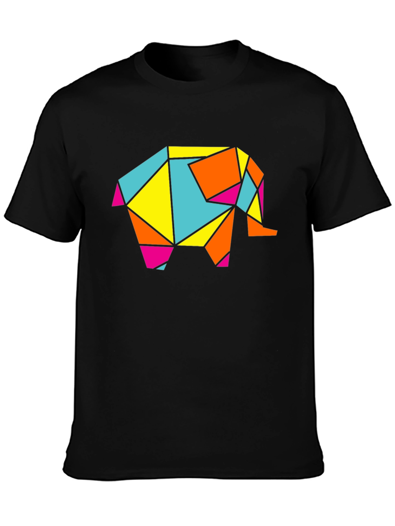 Geometric Elephant Graphic Tee - Modern Art Shirt