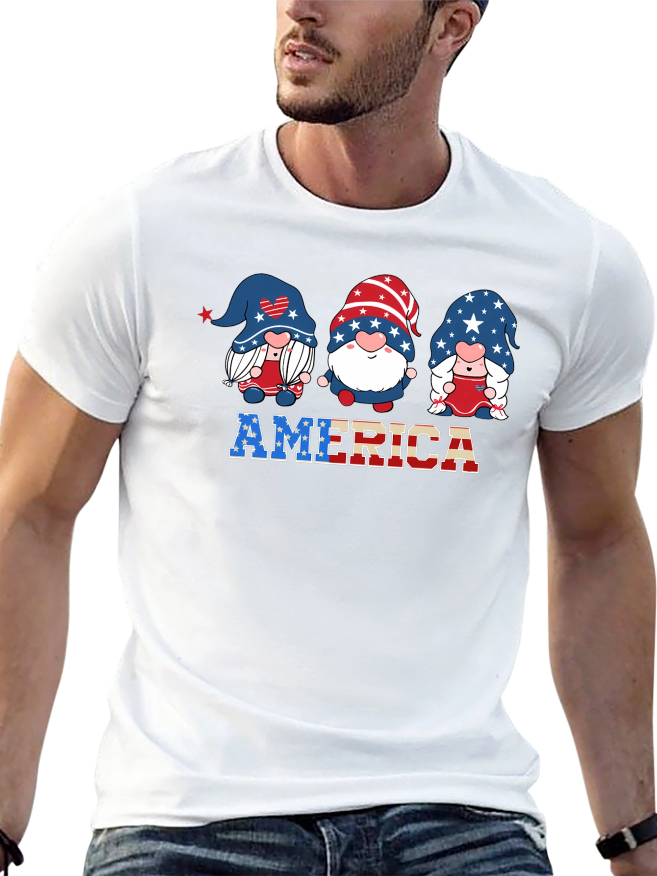 Patriotic Gnome USA America T-Shirt