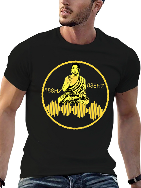 888Hz Buddha Graphic T-Shirt - Sacred Sound Waves