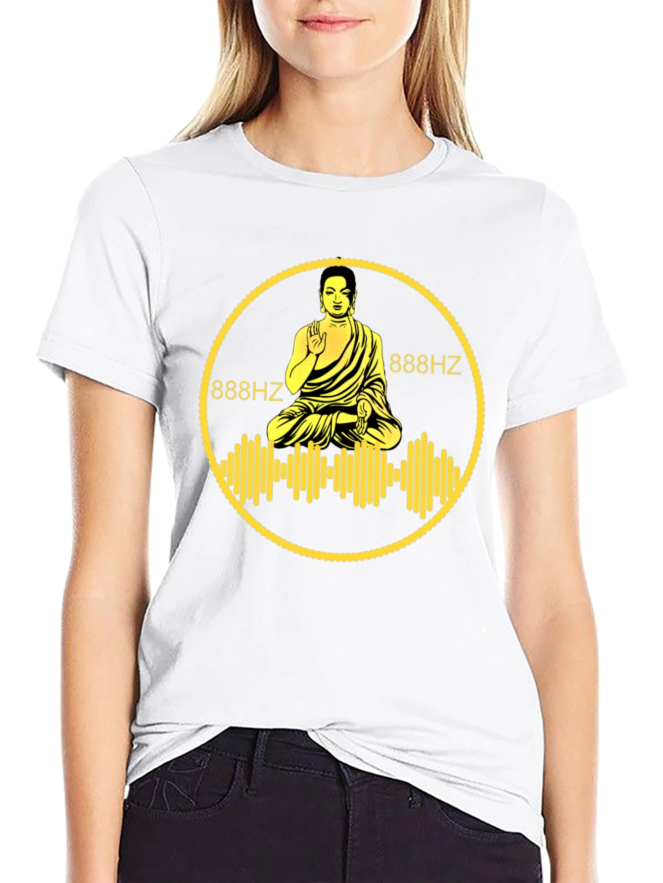 888Hz Buddha Graphic T-Shirt - Sacred Sound Waves