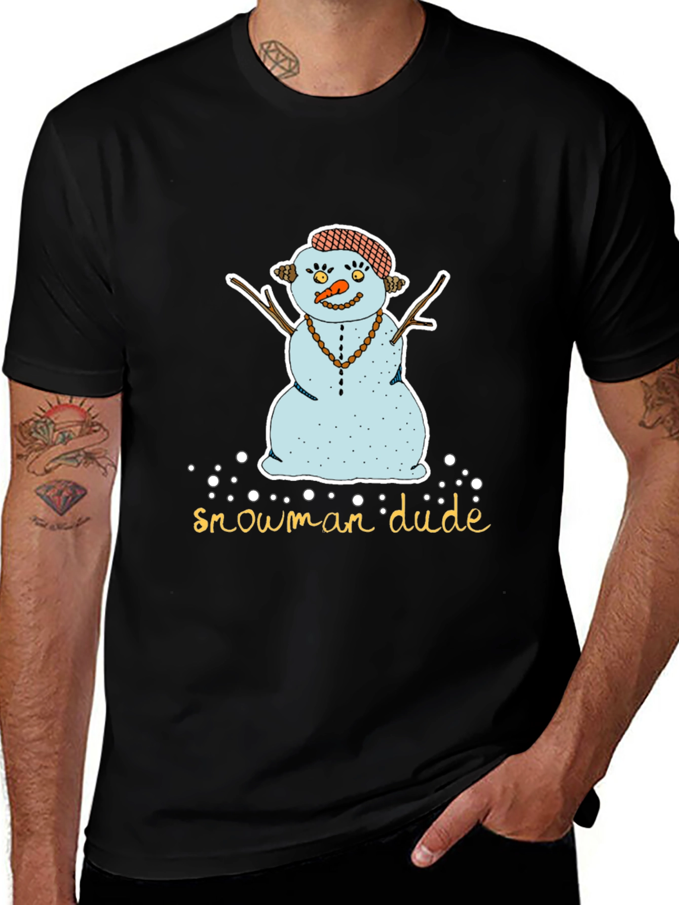 Snowman Dude Graphic Tee - Black T-Shirt