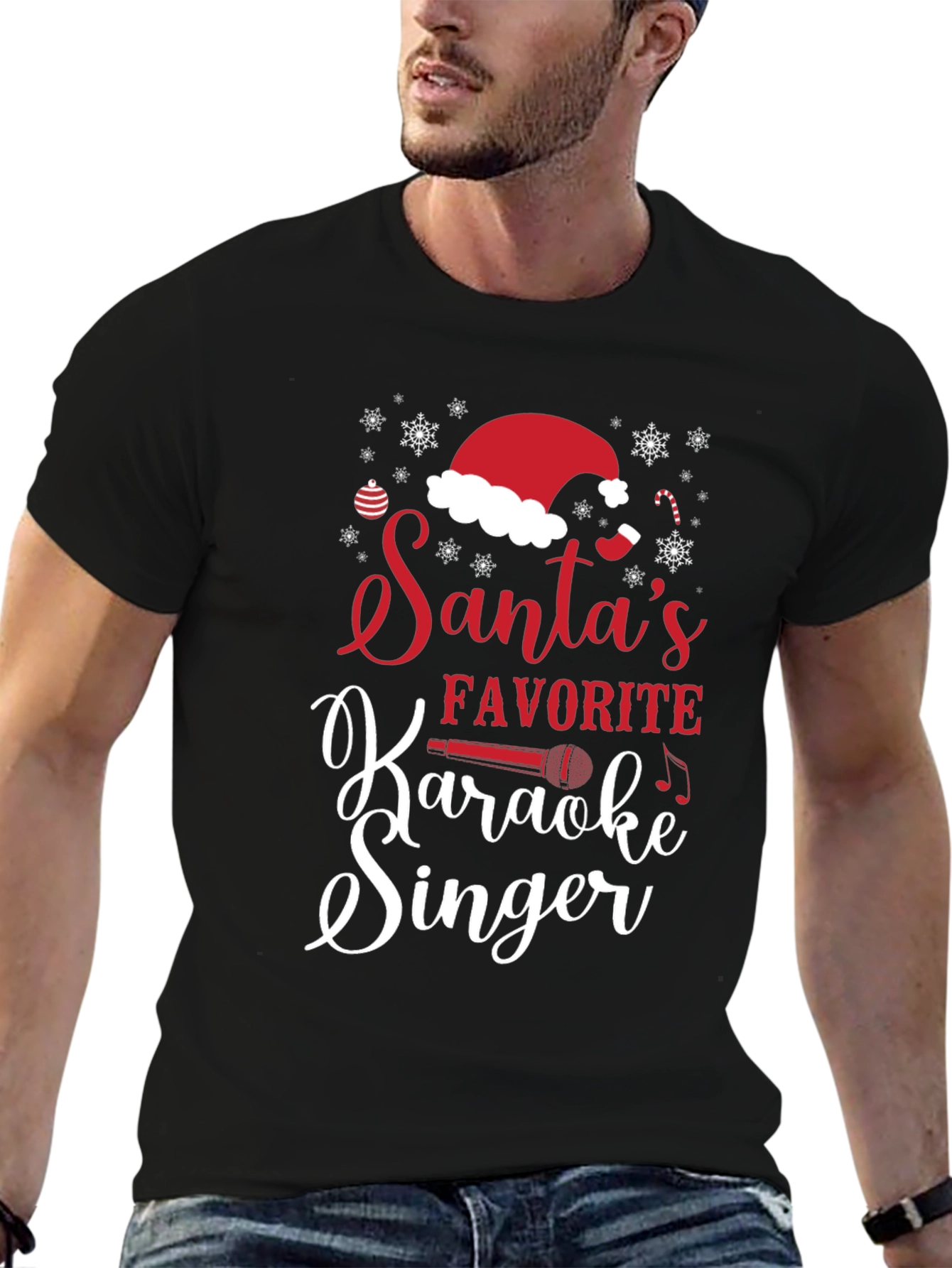 Santas Favorite Karaoke Singer Christmas T-Shirt