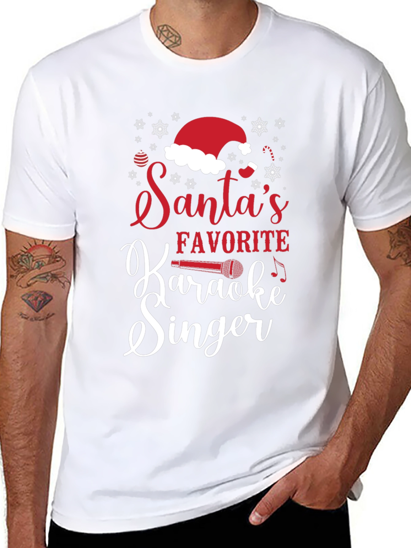 Santas Favorite Karaoke Singer Christmas T-Shirt