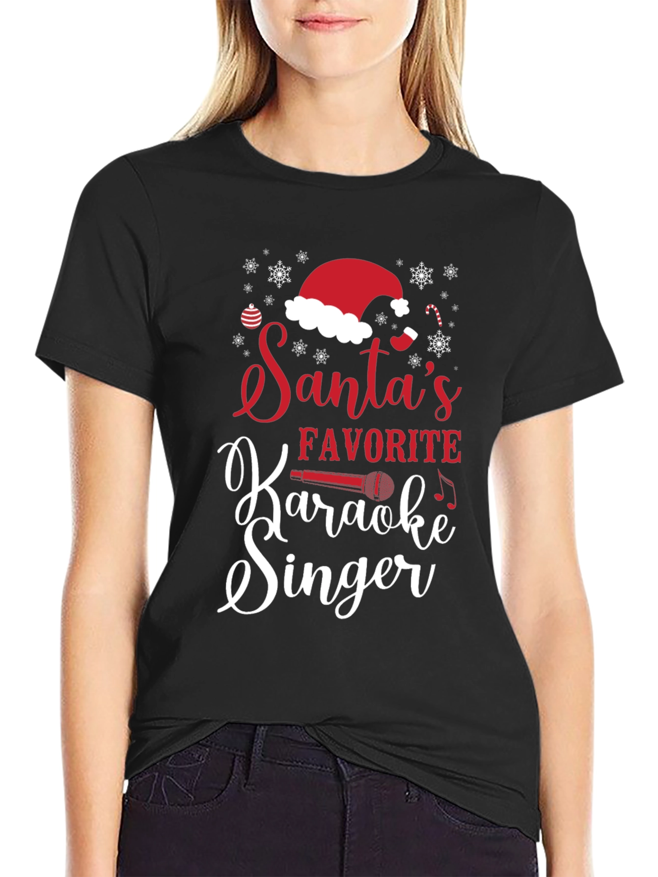 Santas Favorite Karaoke Singer Christmas T-Shirt