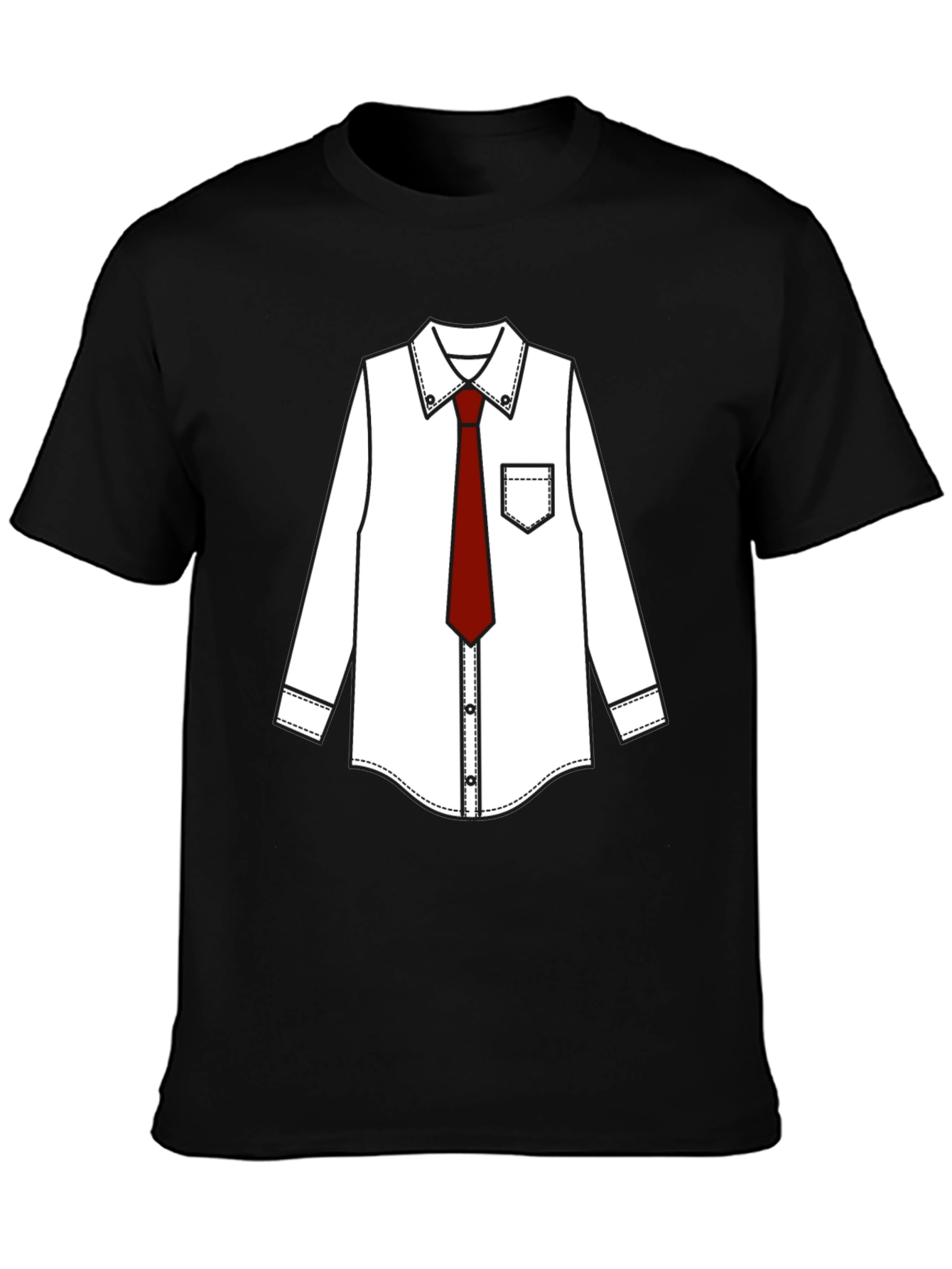 Black T-Shirt with Dress Shirt Print