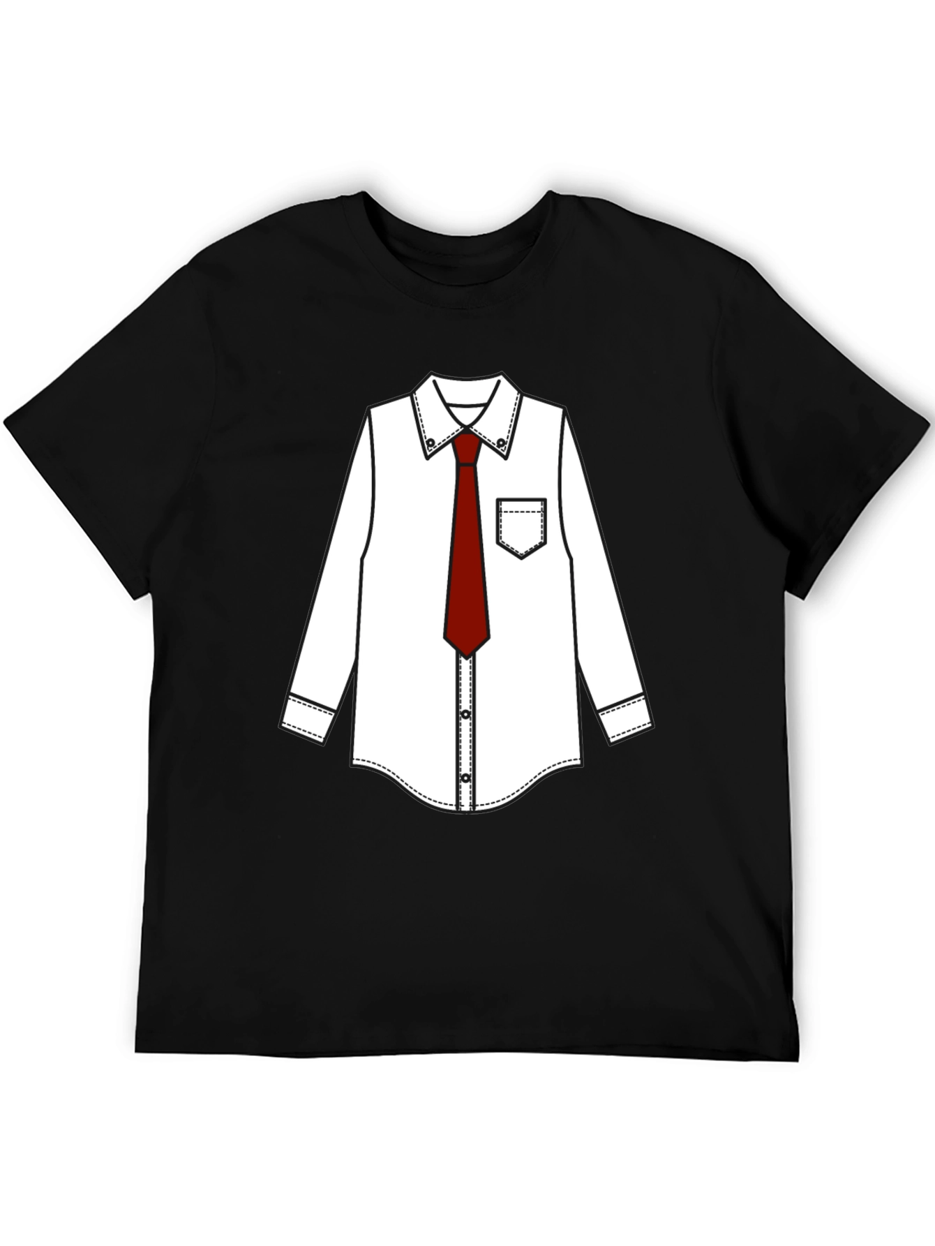 Black T-Shirt with Dress Shirt Print
