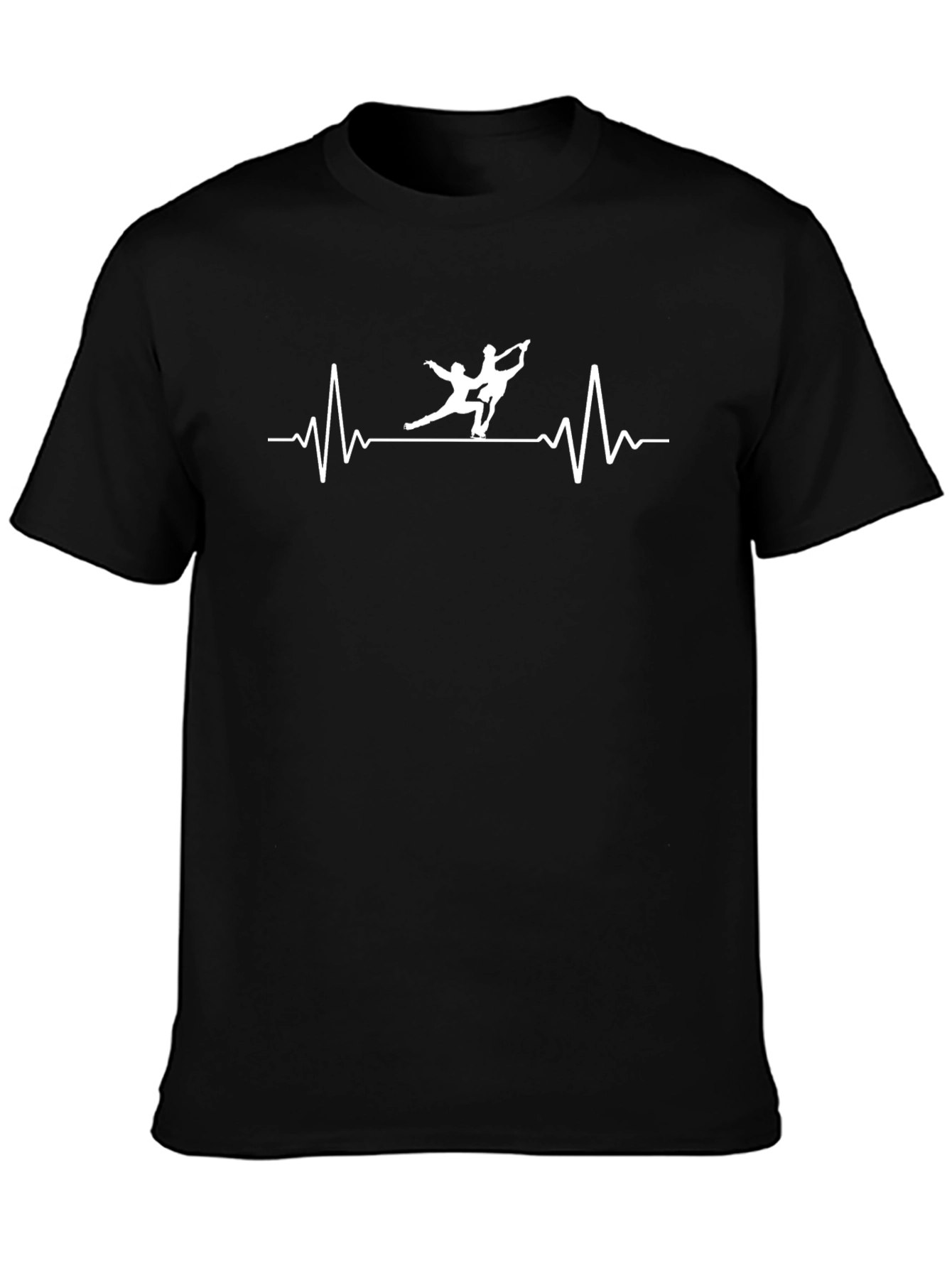 Figure Skating Heartbeat Tee - Black Cotton T-Shirt