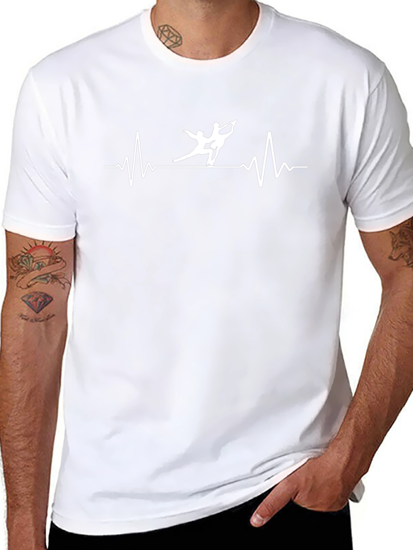 Figure Skating Heartbeat Tee - Black Cotton T-Shirt