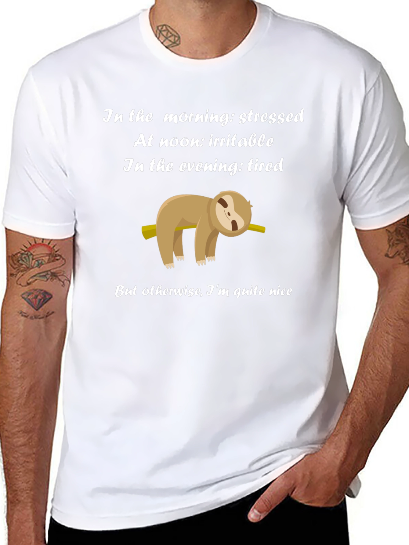 Funny Sloth T-Shirt - Stressed Irritable Tired