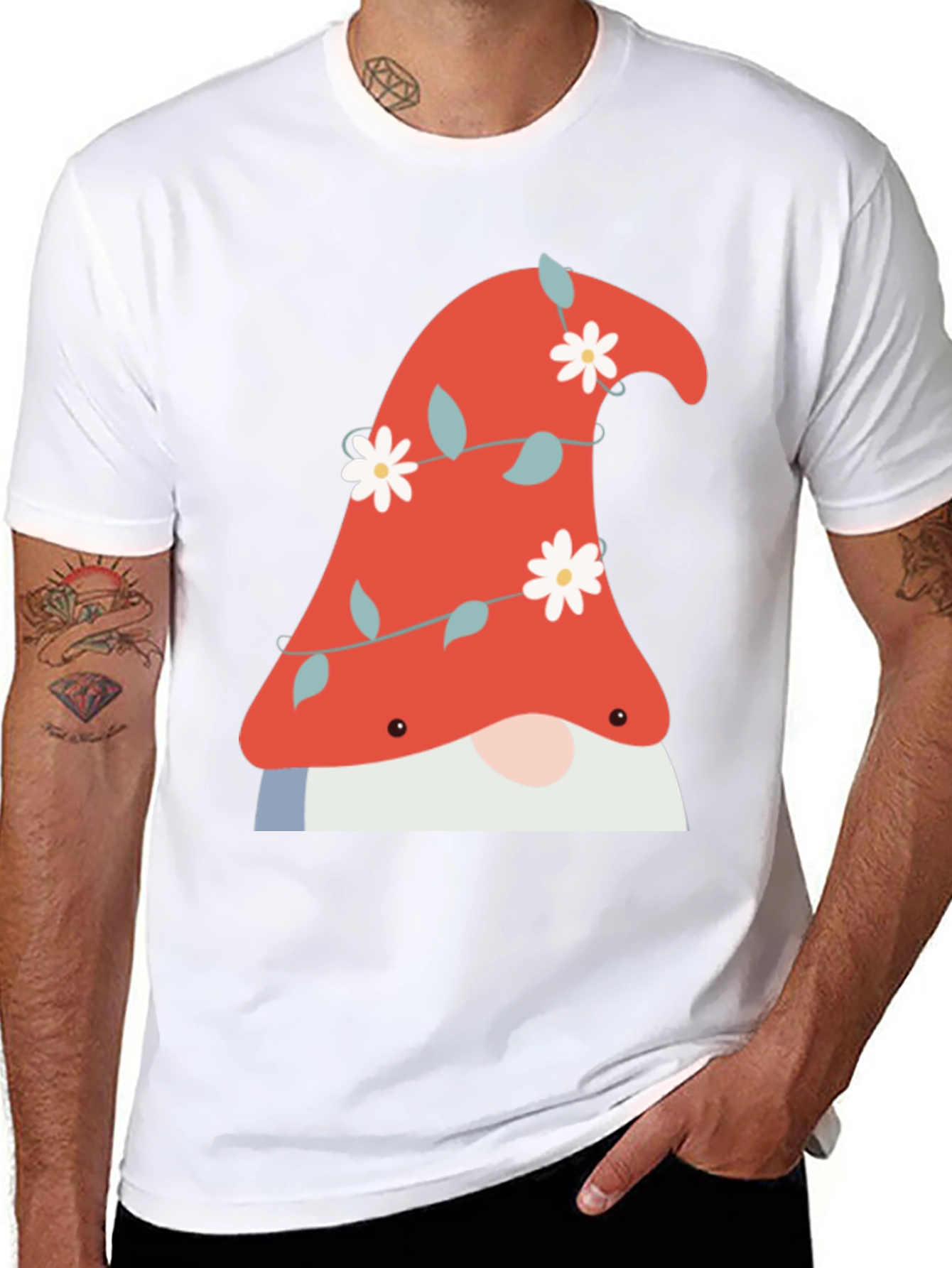 Gnome T-Shirt - Floral Hat Soft Cotton