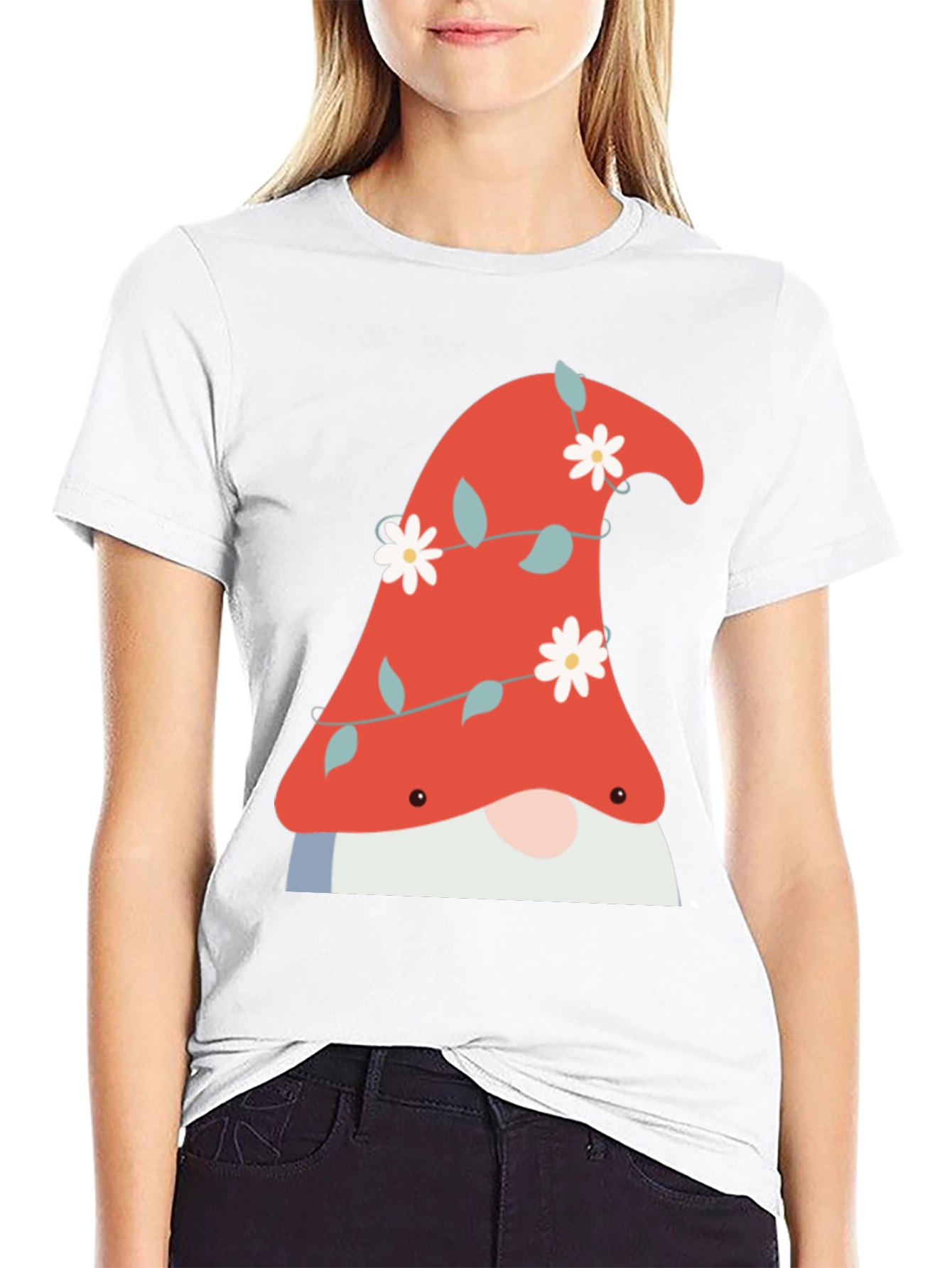 Gnome T-Shirt - Floral Hat Soft Cotton
