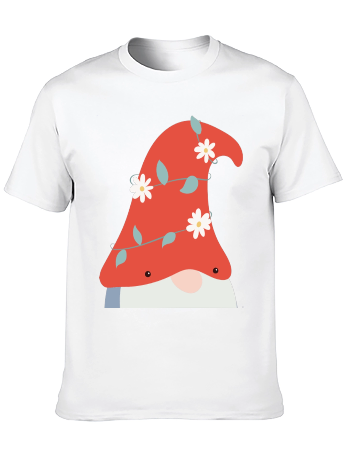 Gnome T-Shirt - Floral Hat Soft Cotton