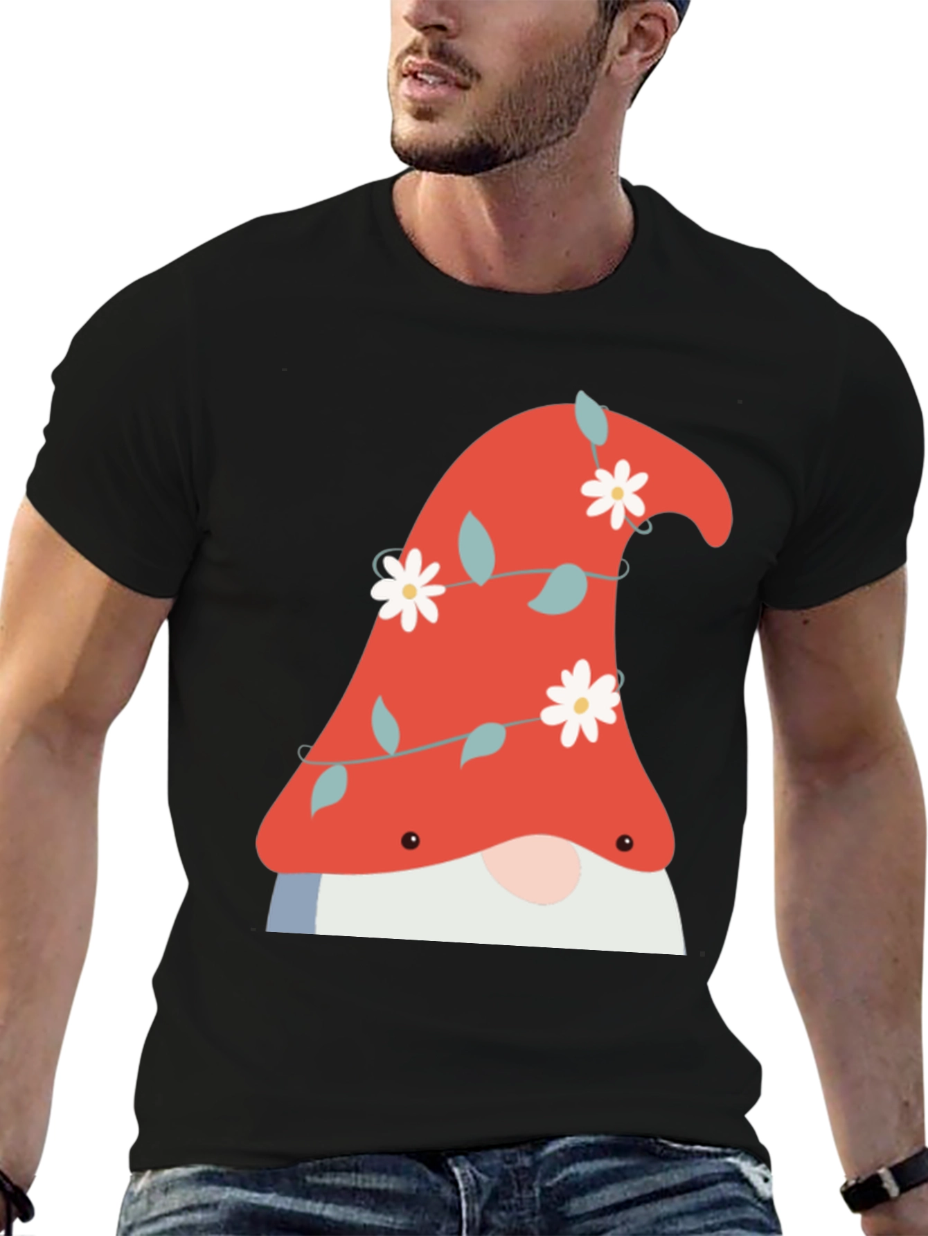 Gnome T-Shirt - Floral Hat Soft Cotton