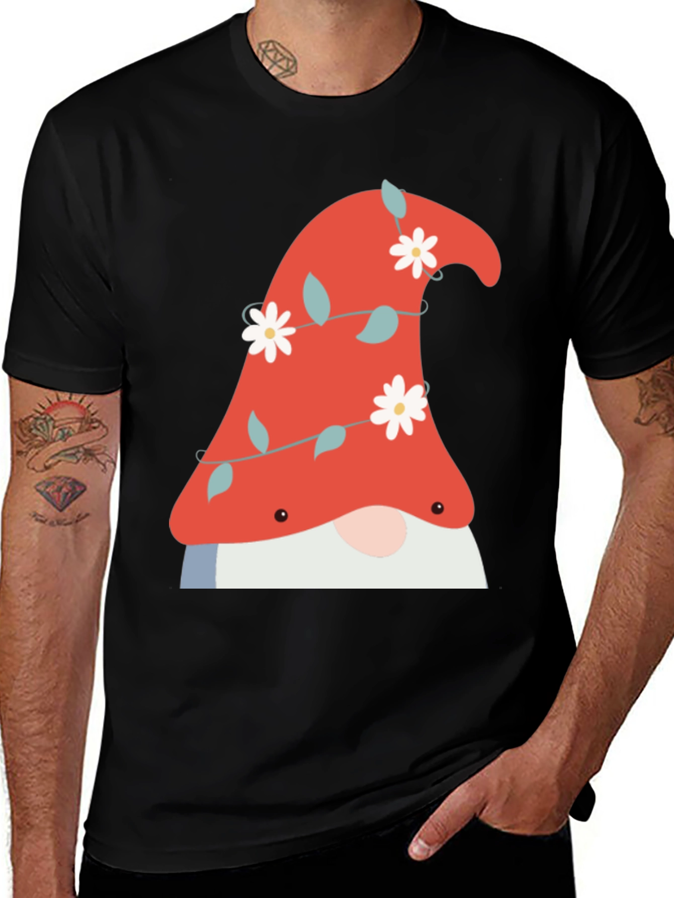 Gnome T-Shirt - Floral Hat Soft Cotton