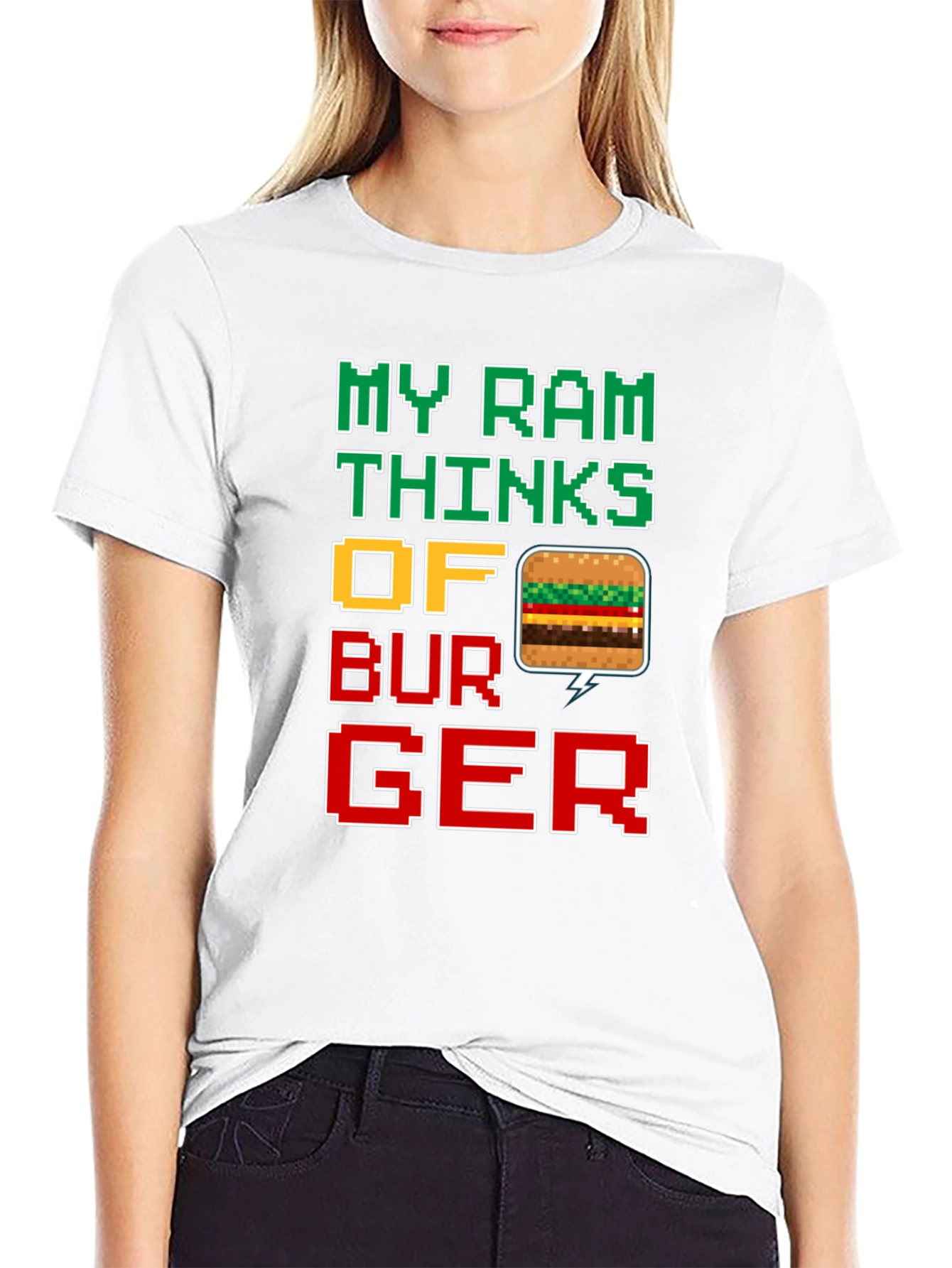Funny My Ram Thinks of Burger Pixel Art T-Shirt
