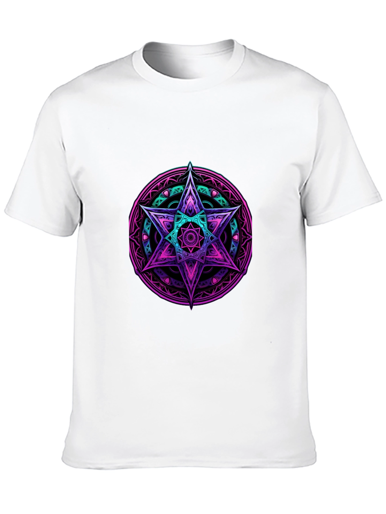 Geometric Star Graphic Tee - Black Cotton Blend