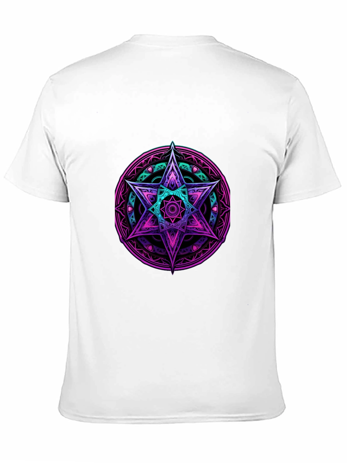 Geometric Star Graphic Tee - Black Cotton Blend