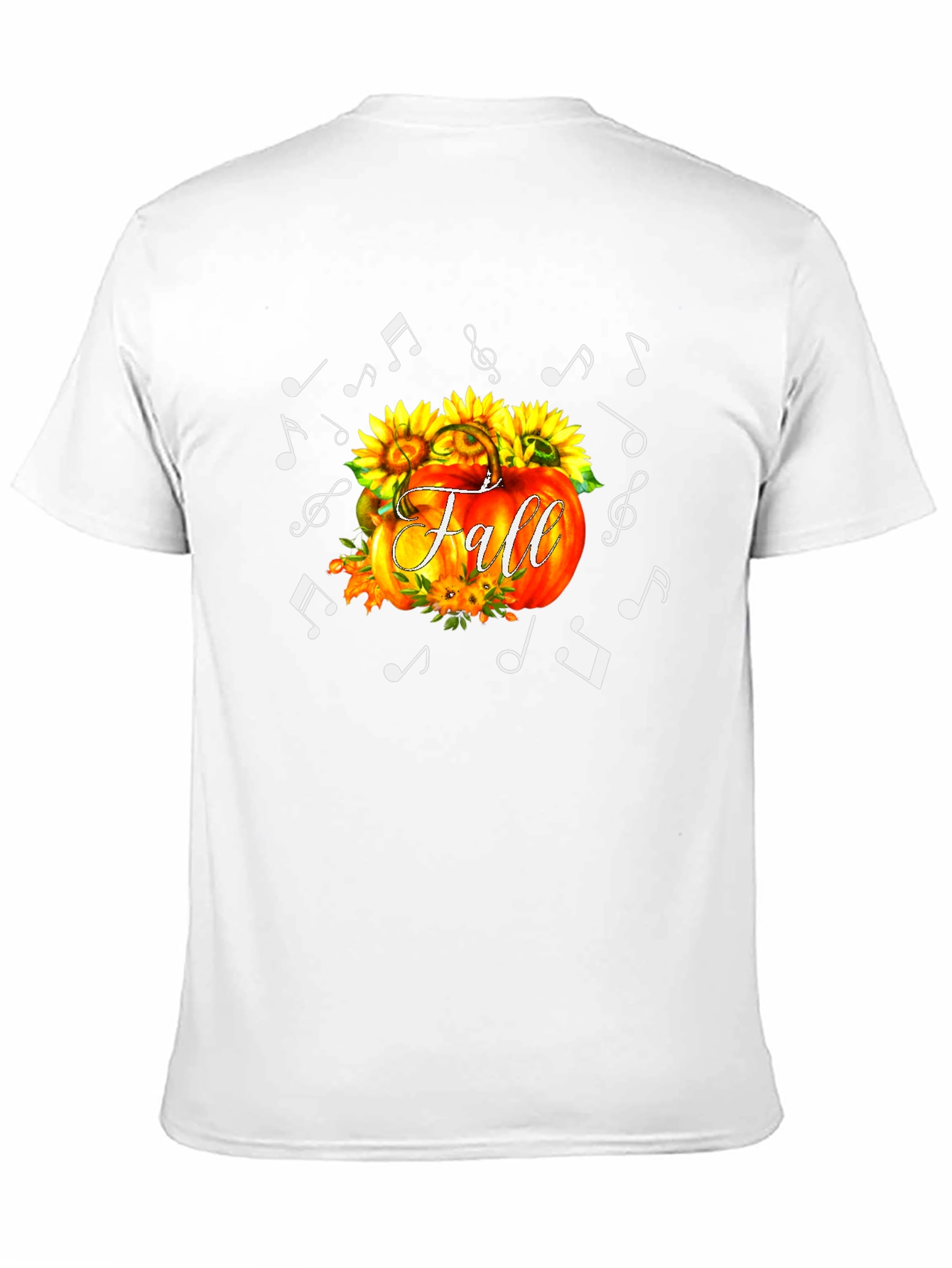 Fall Pumpkin Music Notes Black T-Shirt