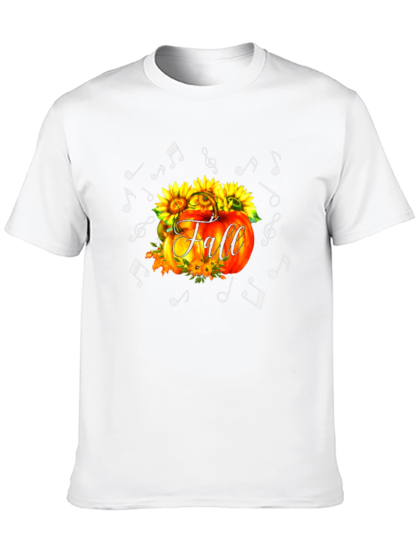 Fall Pumpkin Music Notes Black T-Shirt