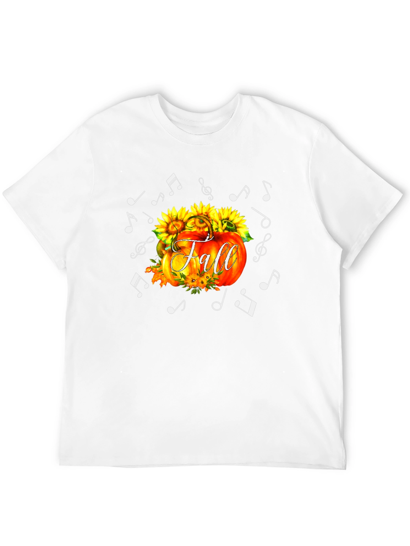Fall Pumpkin Music Notes Black T-Shirt