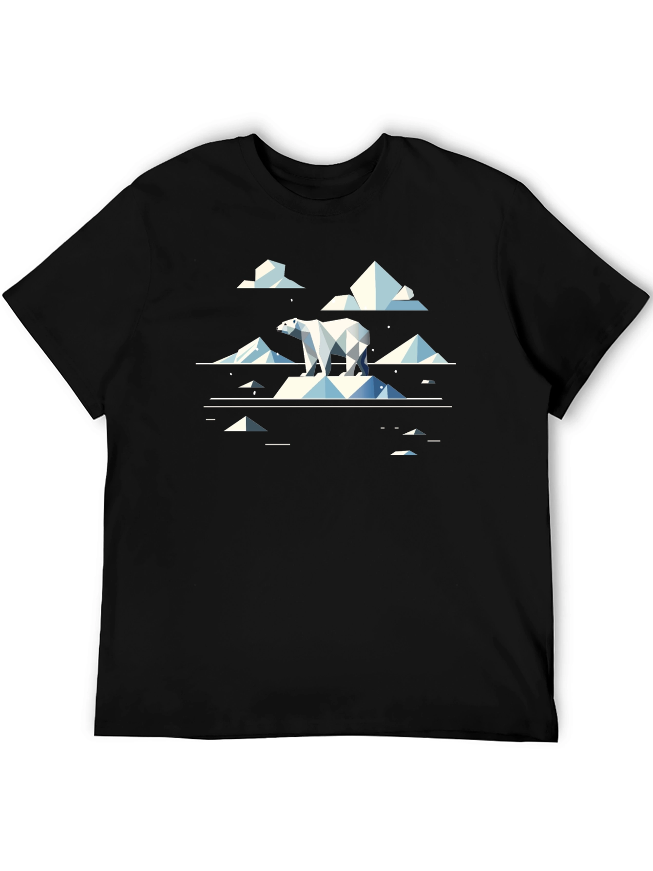 Geometric Polar Bear Graphic Tee - Cool Black T-Shirt