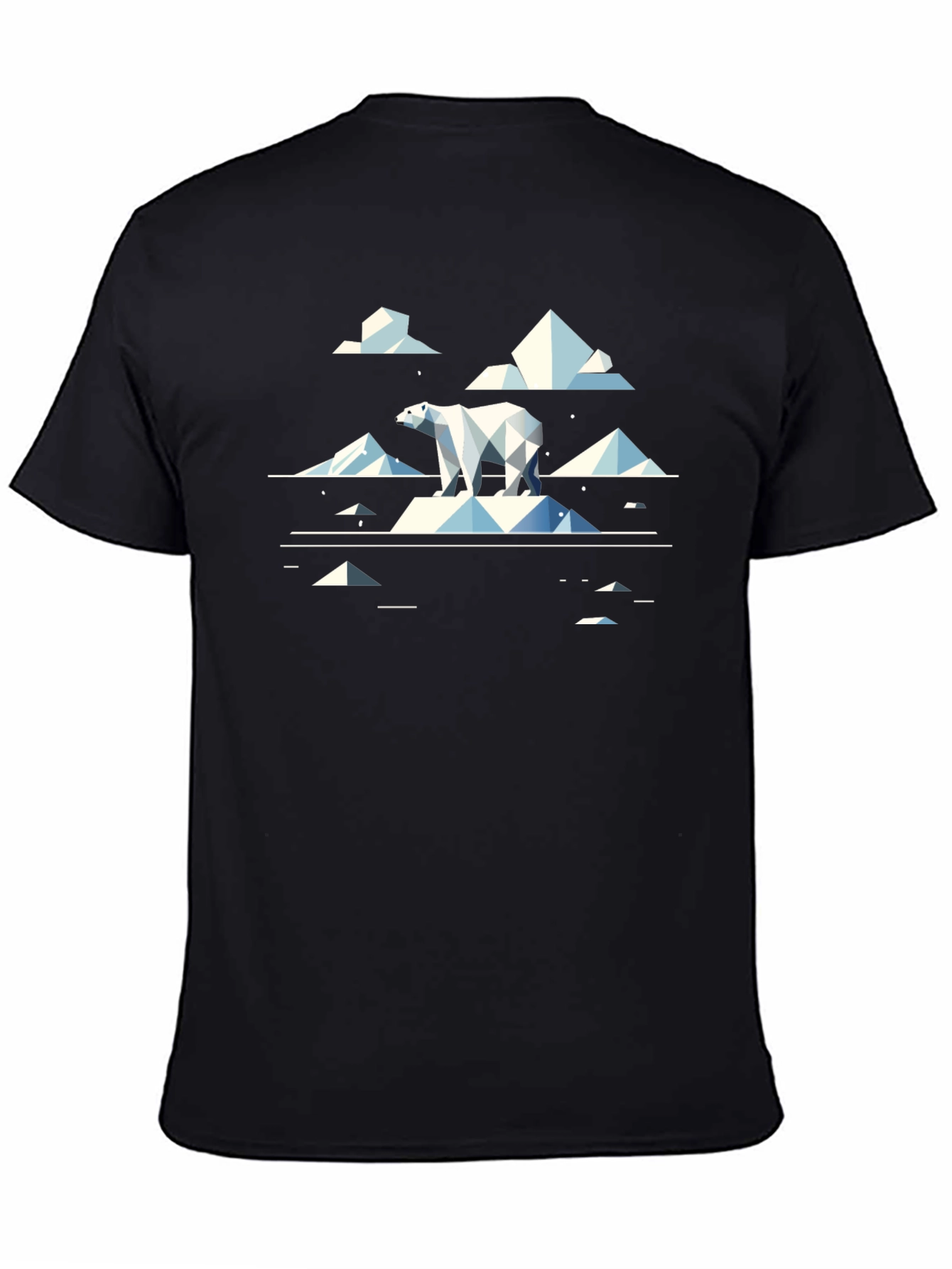 Geometric Polar Bear Graphic Tee - Cool Black T-Shirt
