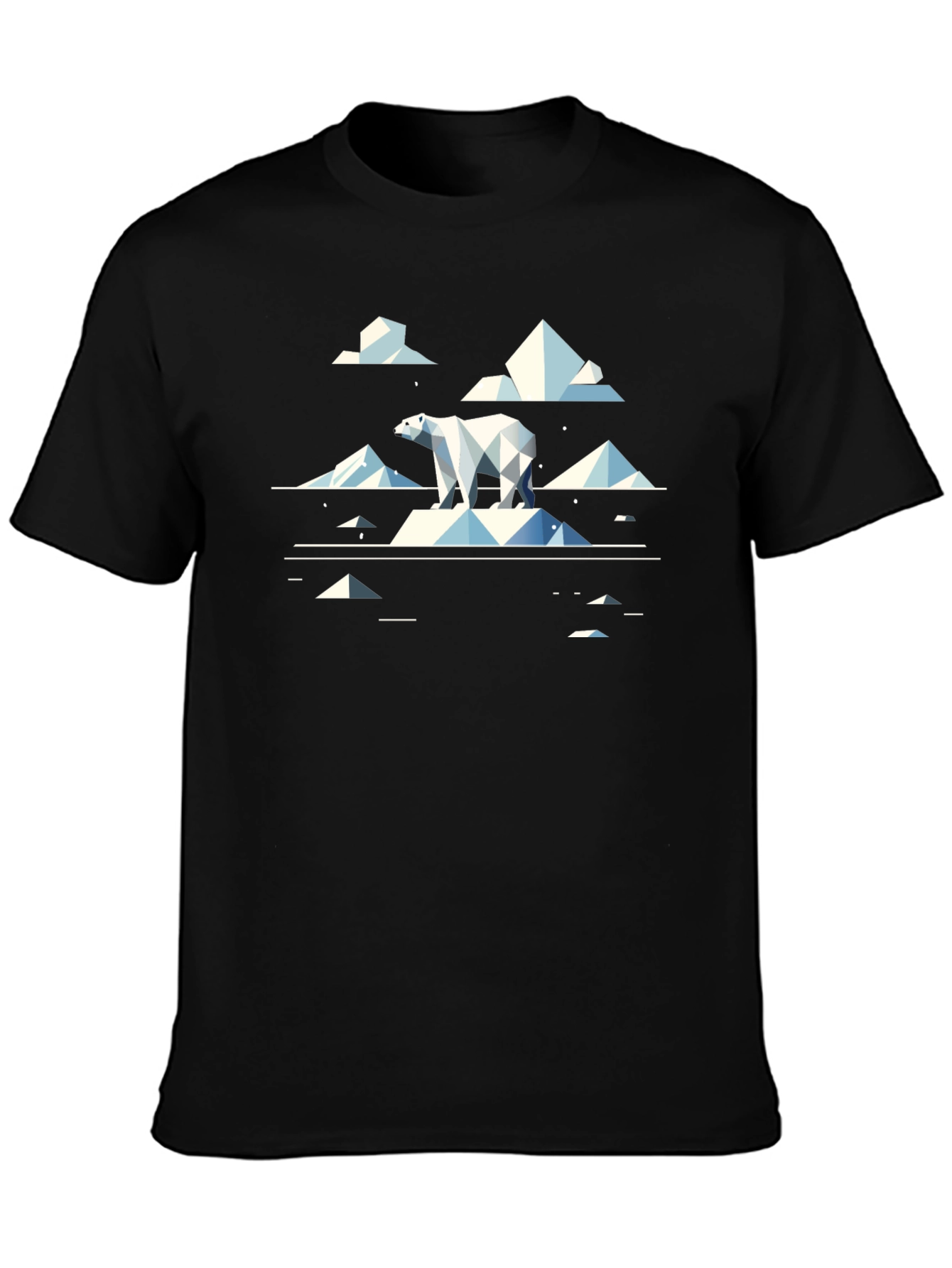 Geometric Polar Bear Graphic Tee - Cool Black T-Shirt