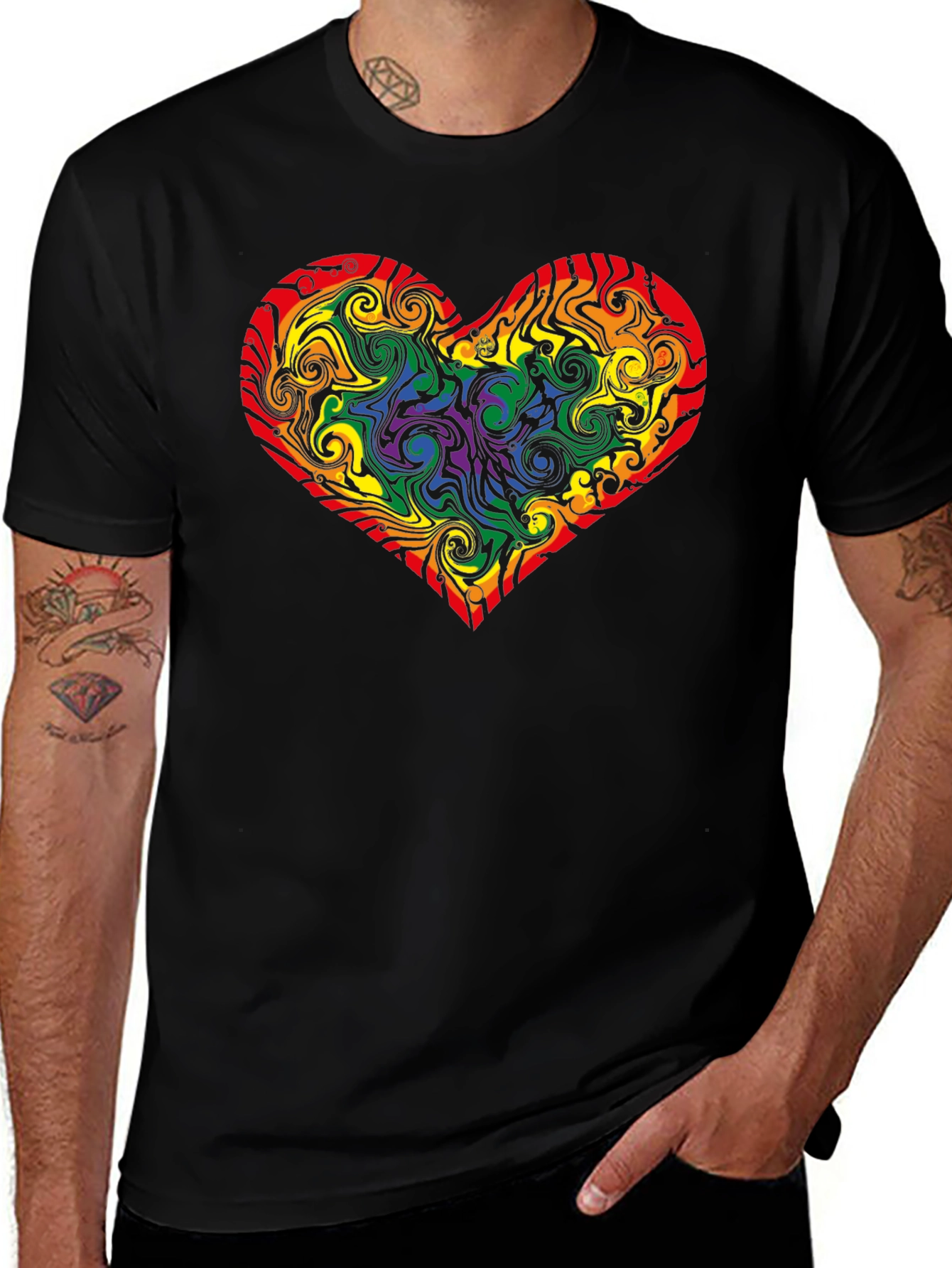 Rainbow Heart Swirl T-Shirt - Pride Apparel