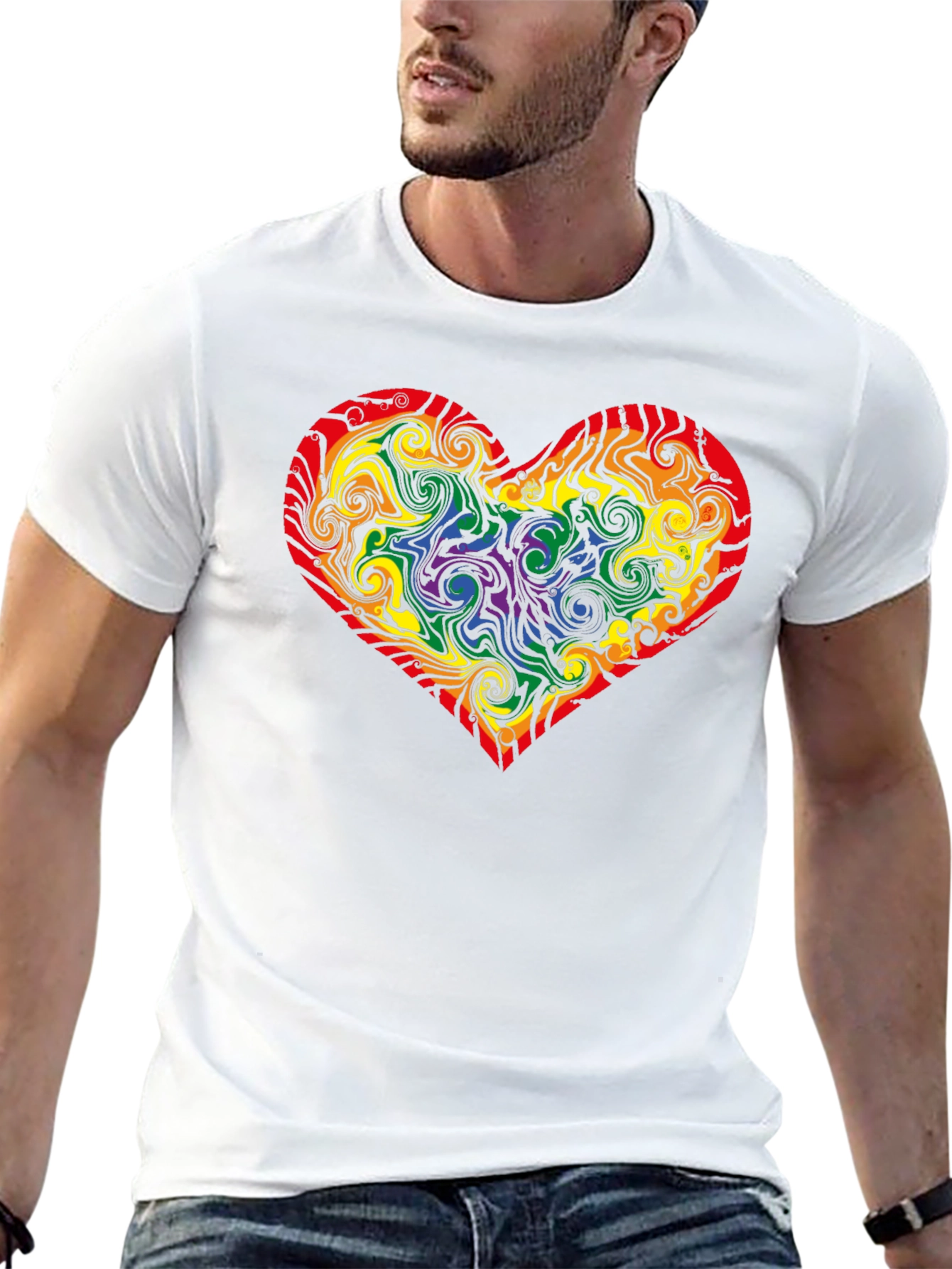 Rainbow Heart Swirl T-Shirt - Pride Apparel