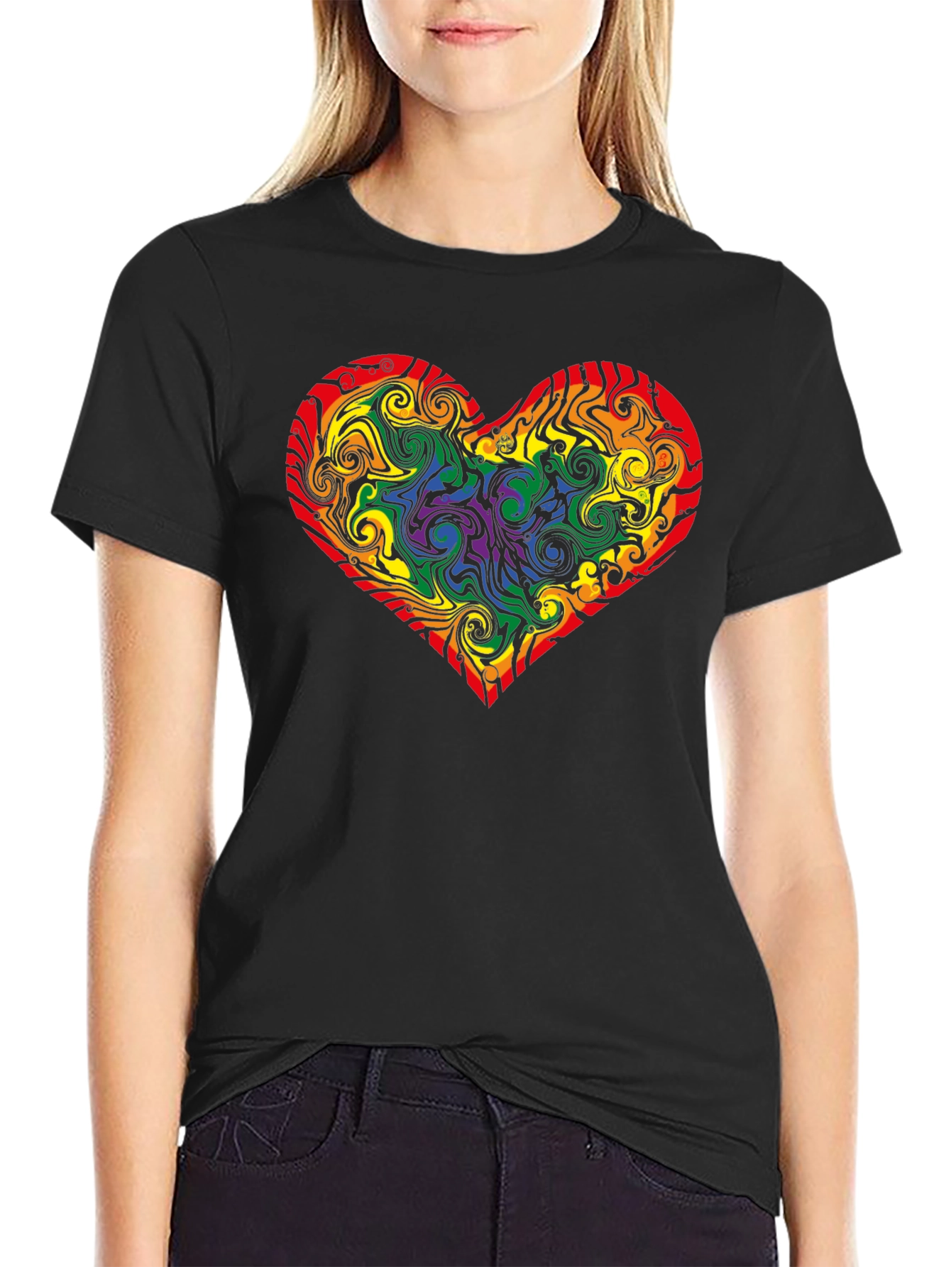 Rainbow Heart Swirl T-Shirt - Pride Apparel