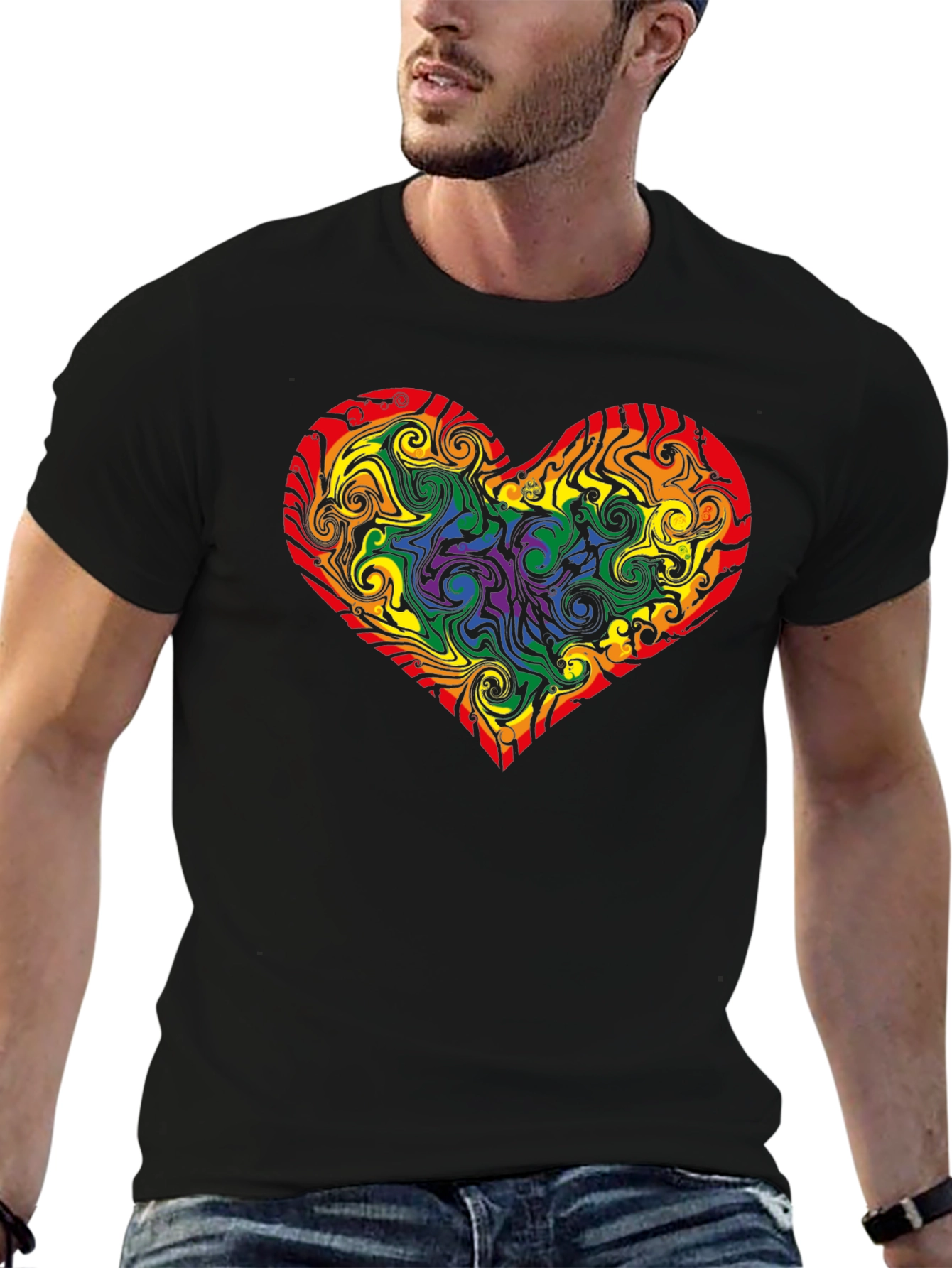 Rainbow Heart Swirl T-Shirt - Pride Apparel