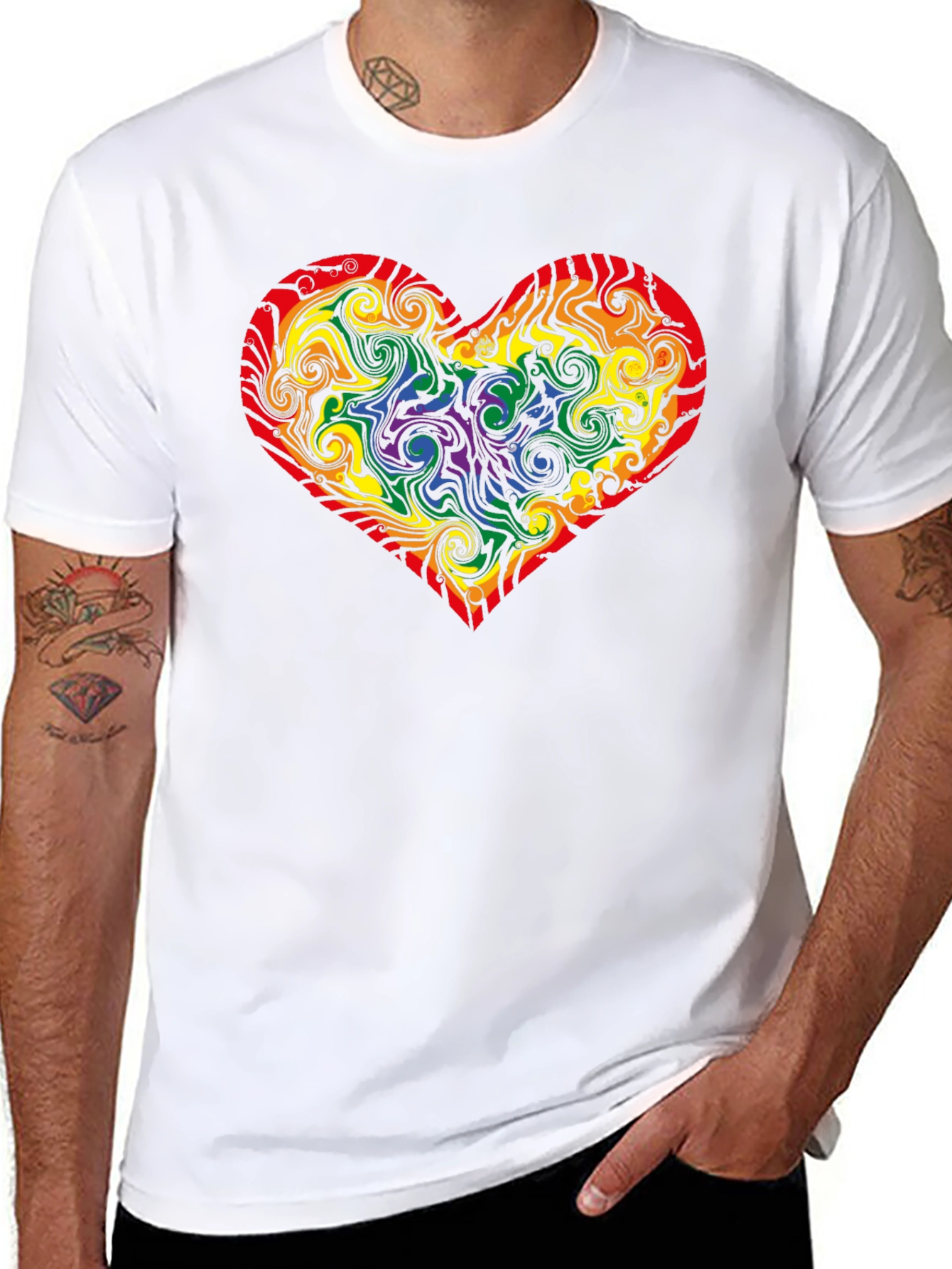 Rainbow Heart Swirl T-Shirt - Pride Apparel