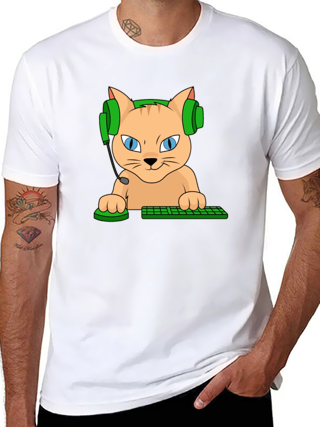Gamer Cat Graphic T-Shirt