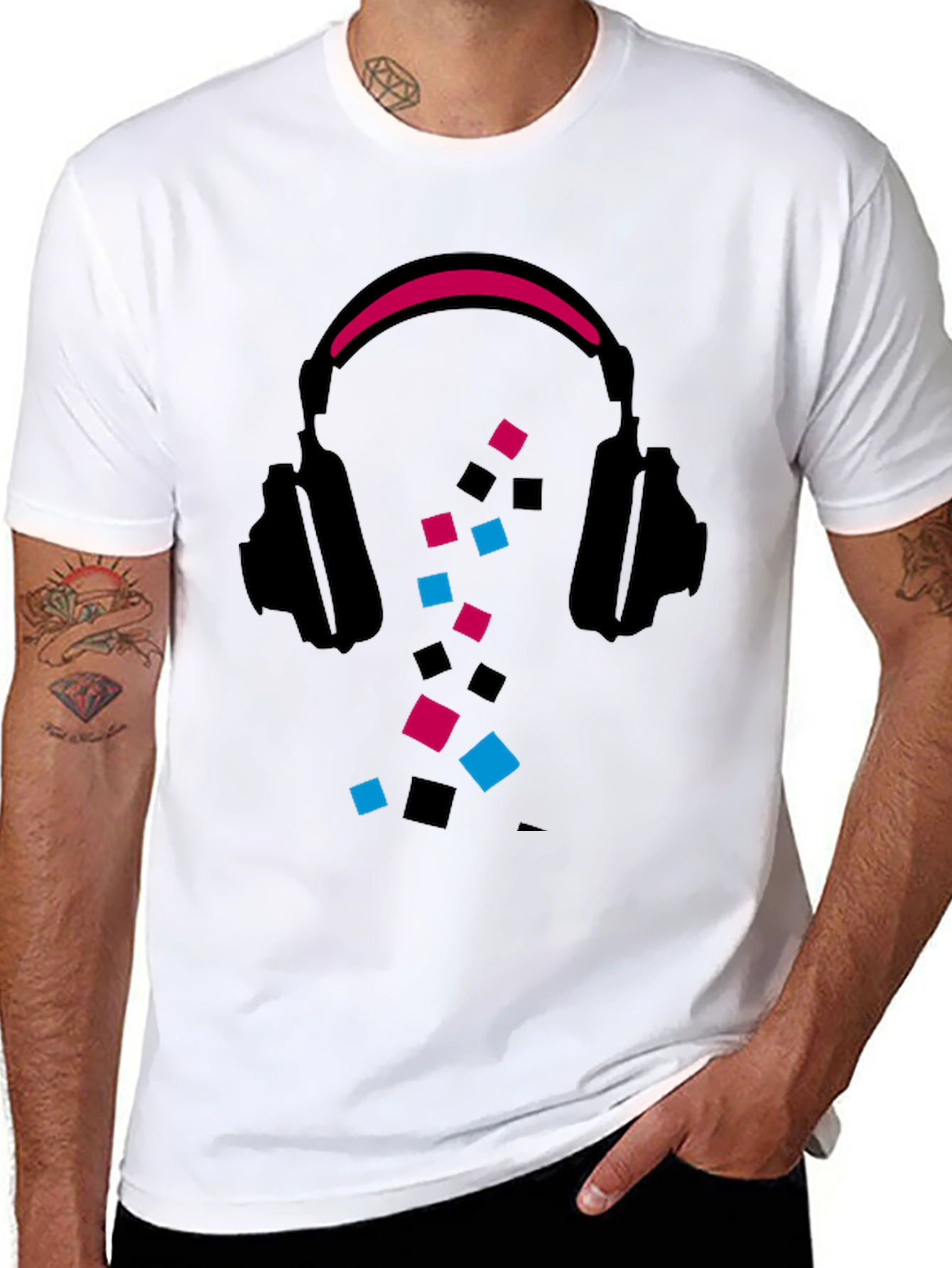 Geometric Headphones Graphic Tee - Stylish & Modern Design