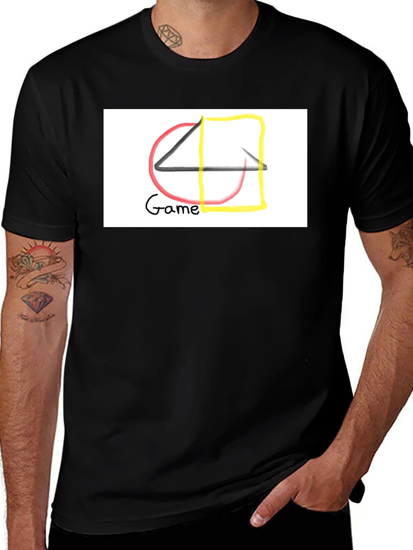Abstract Game T-Shirt - Black Cotton Tee
