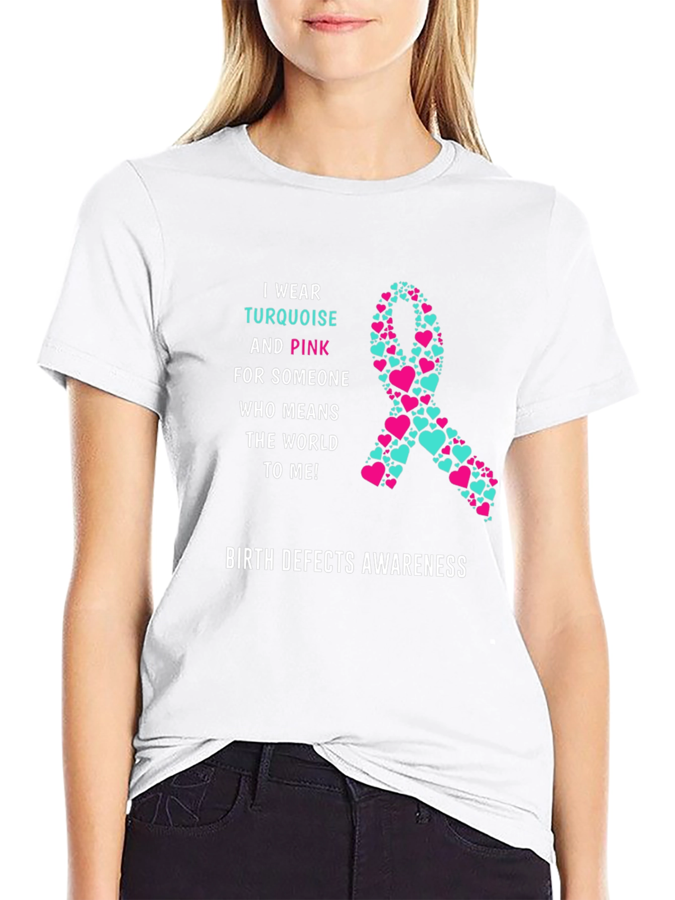 Birth Defects Awareness T-Shirt Turquoise & Pink