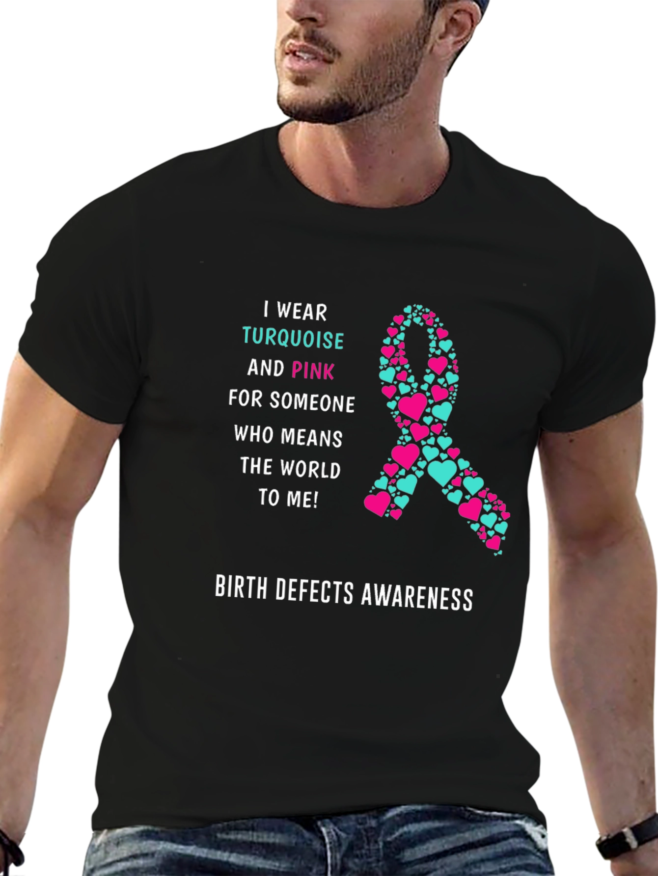 Birth Defects Awareness T-Shirt Turquoise & Pink