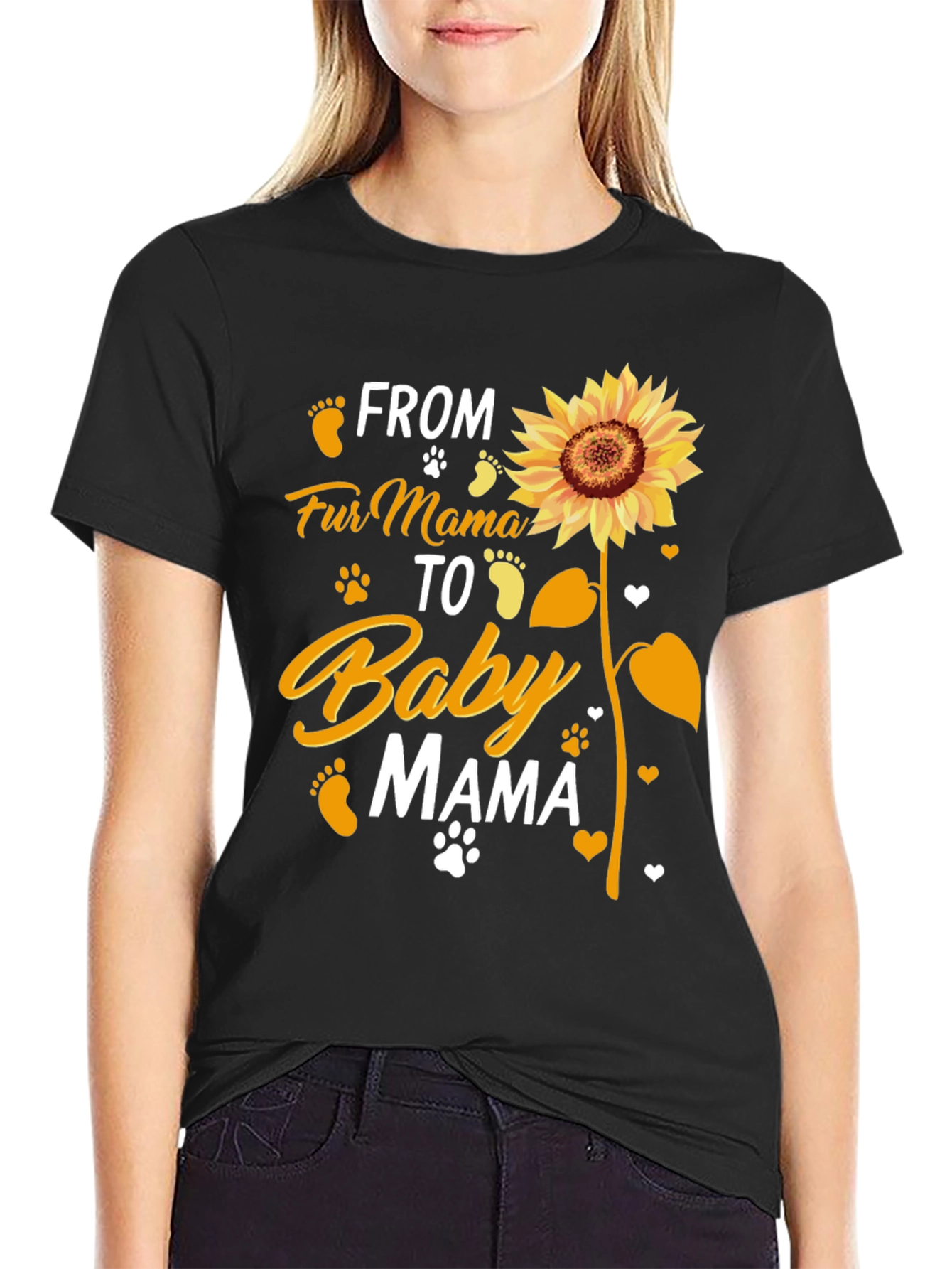 Fur Mama to Baby Mama Sunflower Graphic T-Shirt
