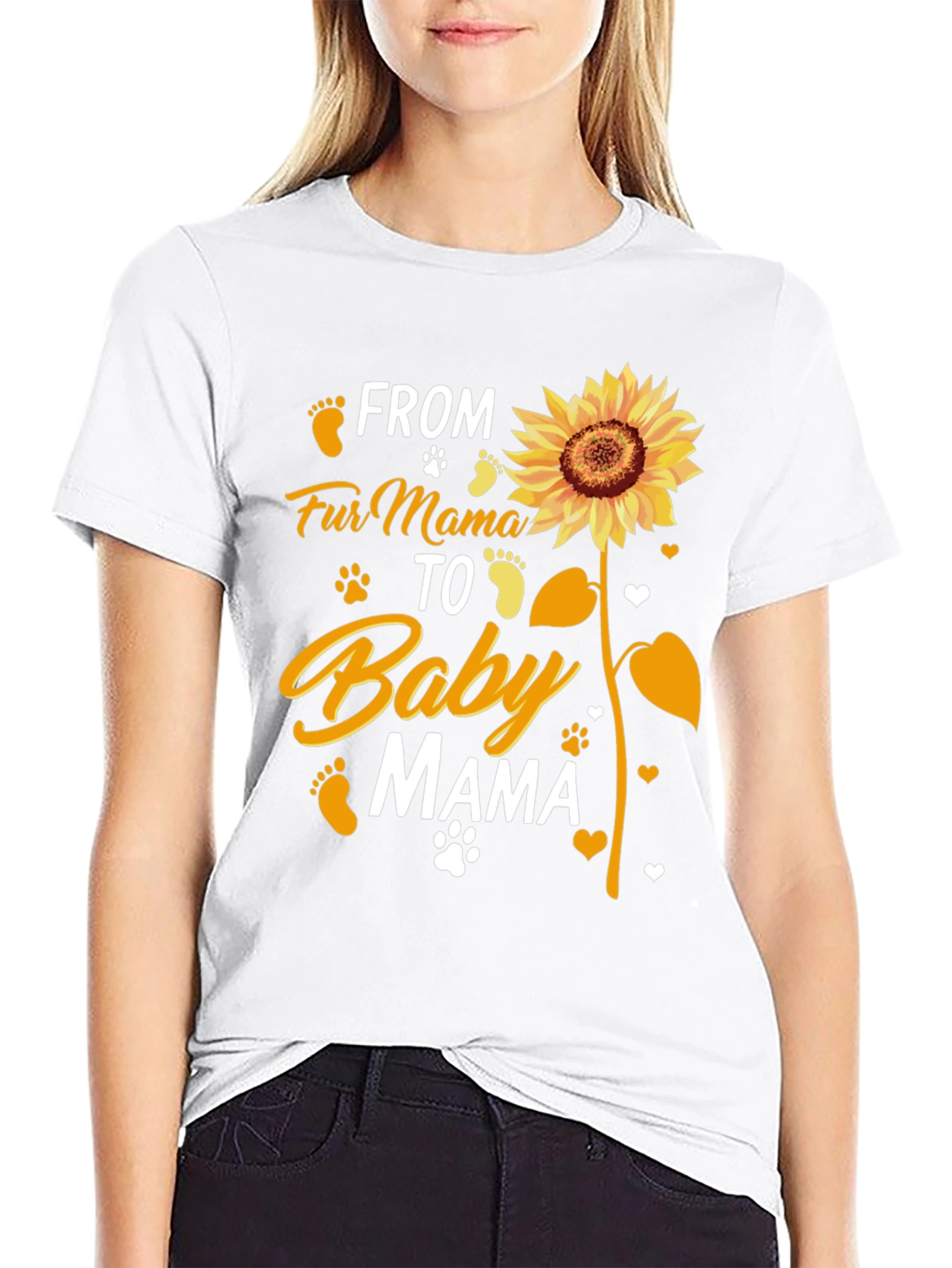 Fur Mama to Baby Mama Sunflower Graphic T-Shirt