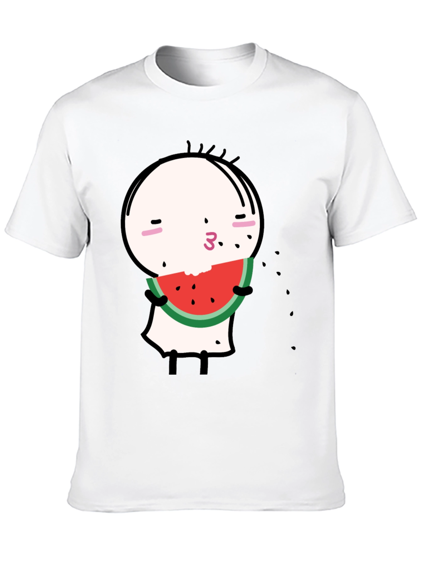 Funny Watermelon Cartoon Graphic Black Tee