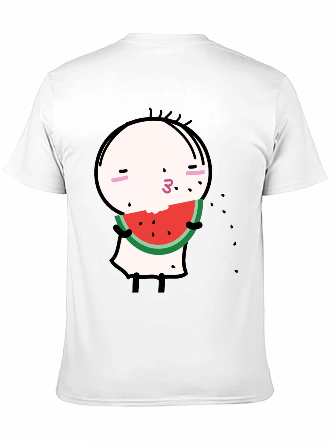 Funny Watermelon Cartoon Graphic Black Tee