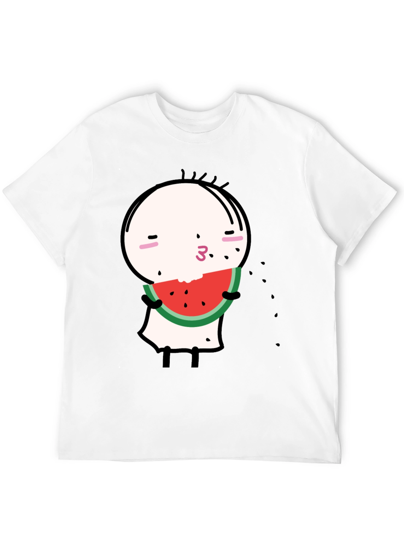 Funny Watermelon Cartoon Graphic Black Tee
