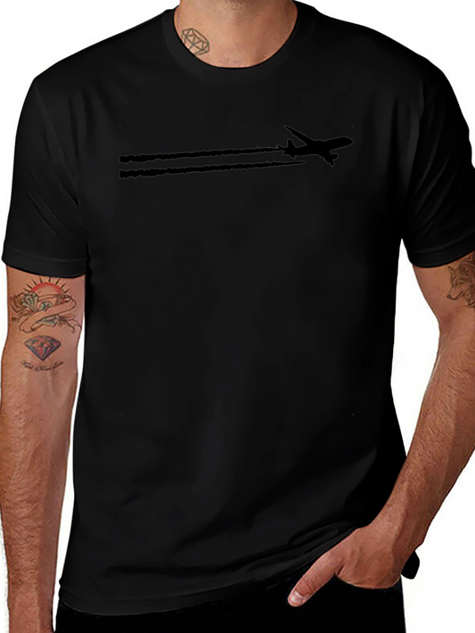 Airplane Trail T-Shirt - Black Graphic Tee