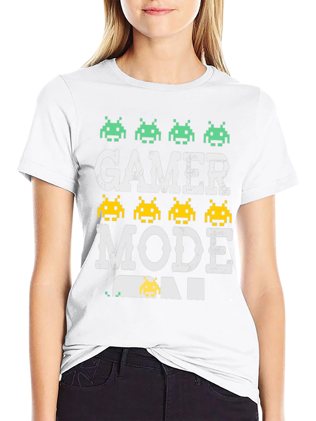Gamer Mode Pixel Art Black T-Shirt
