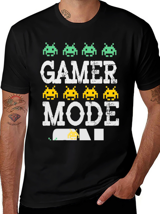 Gamer Mode Pixel Art Black T-Shirt