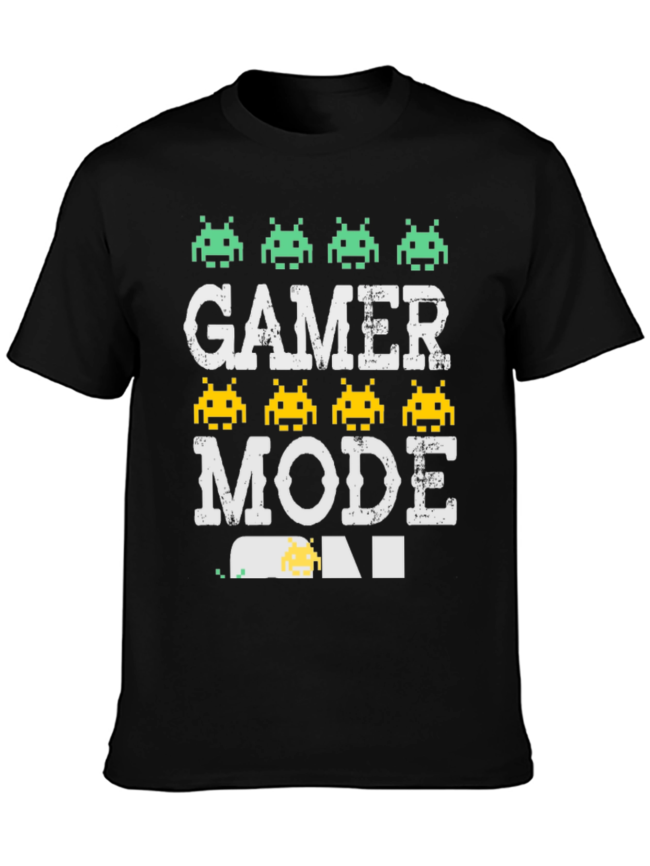 Gamer Mode Pixel Art Black T-Shirt