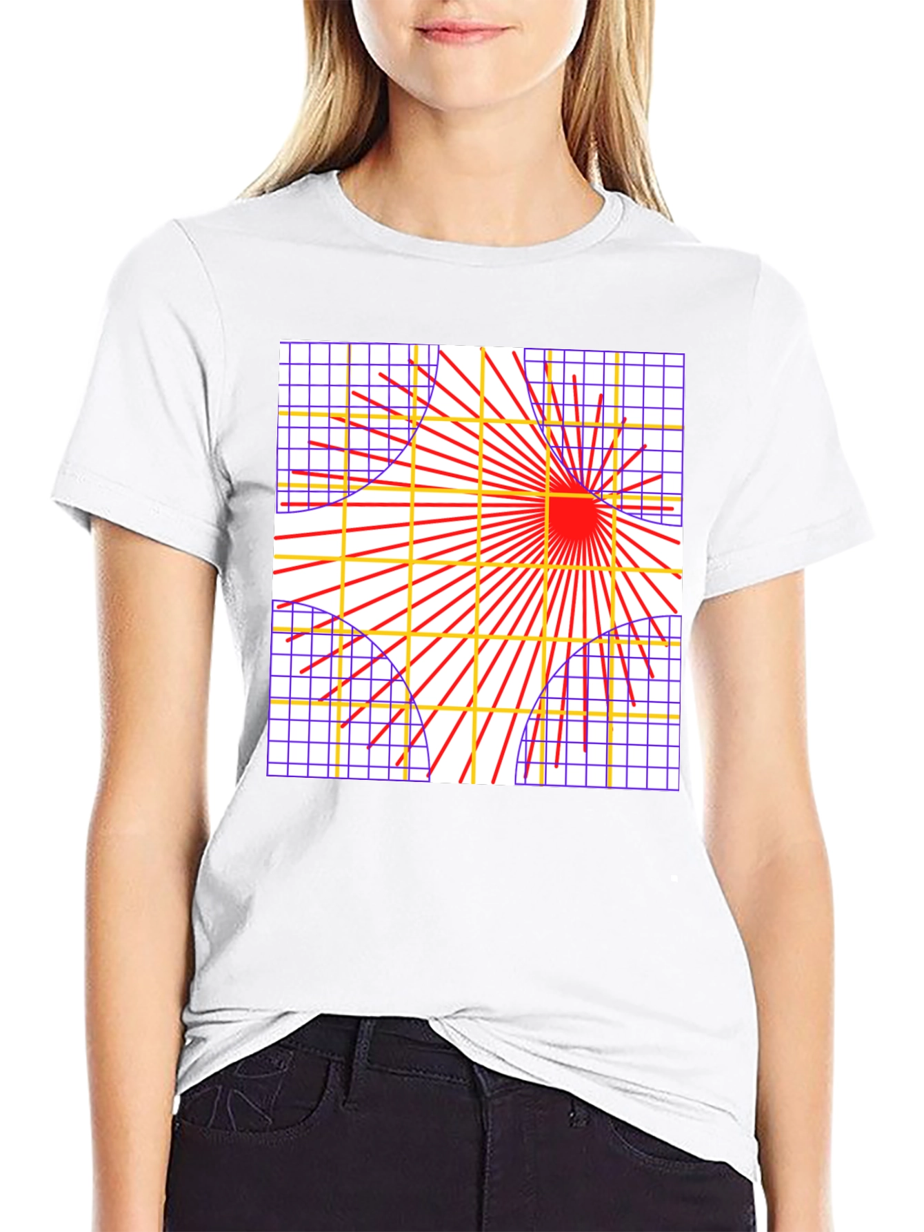 Geometric Grid Graphic Tee
